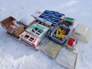Qty Of Trailer Vents, RV Drain Hose, Coleman Lantern, Table, RV Water Pump, Tail Light And Assorted Supplies **LOCATED IN EDMONTON**