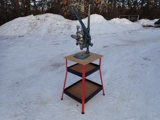 Black & Decker 115V 1/2in Utility Drill w/ Drill Stand And 19in X 16in X 30in Table **LOCATED IN EDMONTON**