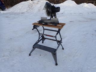 Black & Decker Workmate 300 Table c/w Skilsaw Model 3810 120V 10in Miter Box Saw **LOCATED IN EDMONTON**