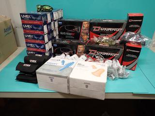 Qty Of Unused North Adaptec Safety Glasses, Dynamic Goggles, (2) Boxes Of Ear Plugs, UVEX Safety Glasses And Cases **LOCATED IN EDMONTON**