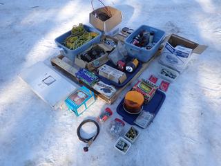 Electronic Brake Control, Rope, Bungee Cords, Fog Lamps, ID Light, Plugins, Water Filter, Engine Heater, Gas Tank Valves, PTO Cables And Assorted Supplies **LOCATED IN EDMONTON**