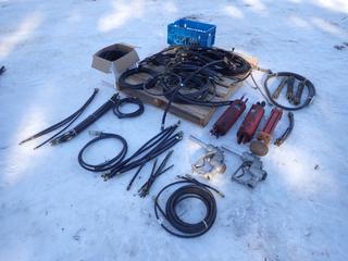 Qty Of Assorted Hydraulic Hoses, Hydraulic Cylinders, Fuel Hose, Nozzle And Flexible Drum Barrel Spout **LOCATED IN EDMONTON**
