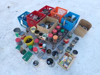 Qty Of Felt, Finishing And Concrete Nails c/w Nuts, Bolts, Screws, Brass Fittings And Water Hose Fittings **LOCATED IN EDMONTON**