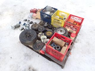 Qty Of Assorted Wheel Bearings, Oil Seals, Casters, Wheel Barrow Tire And Misc Supplies **LOCATED IN EDMONTON**