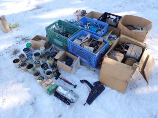 Qty Of Nuts, Bolts, Wheel Chocks, Electric Fuel Pump And Assorted Supplies **LOCATED IN EDMONTON**