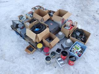 Qty Of Breaker Boxes, Outside Lights, Light Bulbs, Switches, Wire, Fuses And Assorted Supplies **LOCATED IN EDMONTON**
