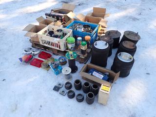 Qty Of Air Bags, Nuts, Bolts, Oil Seals, Tail Light, Signal Lights, Chain, Trailer Hitch Balls, Spark Plugs, Trailer Spring Parts, Fog Lamps, Air Fittings And Assorted Supplies **LOCATED IN EDMONTON**