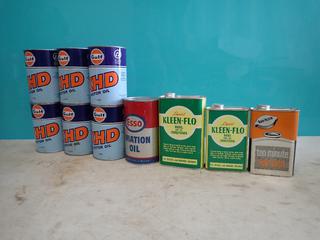 Qty Of Unused Vintage Gulf XHD Motor Oil, ESSO Aviation Oil, Kleen-Flo Diesel Conditioner And Rad-Kleen Radiator Flush Cans **LOCATED IN EDMONTON**