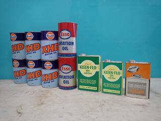 Qty Of Unused Vintage Gulf XHD Motor Oil, ESSO Aviation Oil, Kleen-Flo Diesel Conditioner And Rad-Kleen Radiator Flush Cans **LOCATED IN EDMONTON**