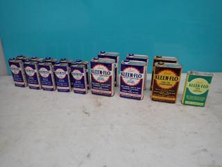 Qty Of Assorted Vintage Kleen-Flo Motor, Fuel Oil And Diesel Conditioner Cans **LOCATED IN EDMONTON**