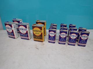 Qty Of Assorted Vintage Kleen-Flo Motor And Fuel Oil Conditioner Cans **LOCATED IN EDMONTON**