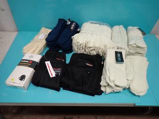 Qty Of Unused BDG One Size Glove Liners c/w Unused Ago Kevlar 14in Gloves And Carbon X Size Small And 4XL Baselayer Pants And T-Shirts ** LOCATED IN EDMONTON**
