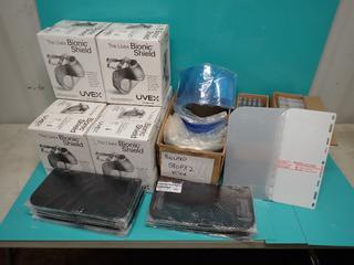 Qty Of (6) Unused Honeywell UVEX Bionic Face Shields c/w Qty Of Assorted Unused Clear And Tinted Face Shield Inserts ** LOCATED IN EDMONTON**