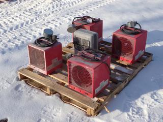 Qty Of (4) 240V Fan Forced Heaters c/w (1) 120V Utility Heater **LOCATED IN EDMONTON**