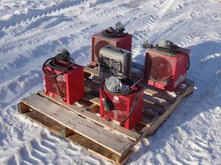 Qty Of (4) 240V Fan Forced Heaters c/w (1) 120V Utility Heater **LOCATED IN EDMONTON**