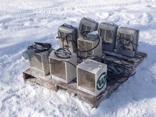 Qty Of (4) 240V Fan Forced Heaters c/w (4) 120V Utility Heaters *Note: (1) Plugin Missing* **LOCATED IN EDMONTON**
