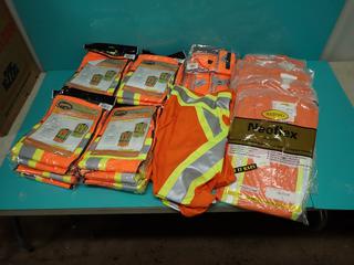 Qty Of Pioneer Safety Vests c/w Neck Shade And (6) Natpro Neoflex Size Large Rain Coveralls **LOCATED IN EDMONTON**
