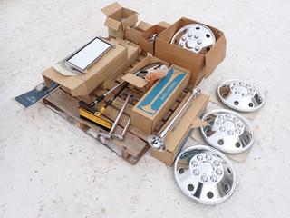 Qty Of Mirrors, Chrome Hub Caps, CB Radio Antenna, Assorted Truck Lights, Air Horns And Assorted Supplies ** LOCATED IN EDMONTON**