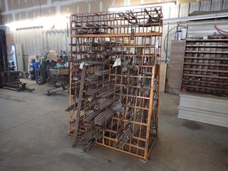 60in X 29in X 84in Steel Rack c/w Qty Of Assorted Rod And U-Bolts