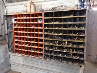 (2) 35in X 12in X 42in 72-Compartment Storage Cabinets c/w Qty Of Nuts, Bolts, Washers And Assorted Supplies *Note: Buyer Responsible For Dismantle And Removal*