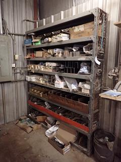 72in X 12in X 84in Steel Shelving Unit c/w Qty Of Nuts, Bolts, Washers, Dust Caps, Fittings And Assorted Supplies *Note: Buyer Responsible For Removal*