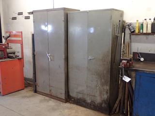 36in X 20in X 75in 2-Door Storage Cabinet c/w 36in X 18in X 72in 2-Door Storage Cabinet, Hose, Nuts, Bolts, Fittings, Engine Speed Tester And Assorted Supplies