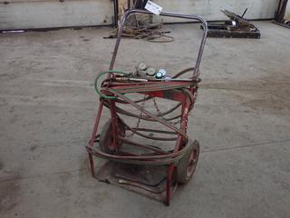 Oxy/Acetylene Cutting Torch Cart c/w Victor Cutting Torch, Oxygen And Acetylene Regulators And Hose