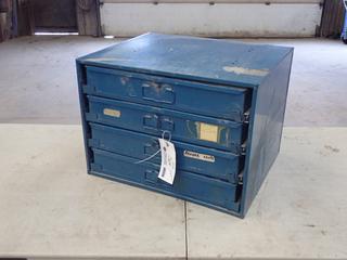 4-Drawer Metal Storage Cabinet c/w Qty Of Nuts, Bolts, Fender Clips, Rivets And Screws