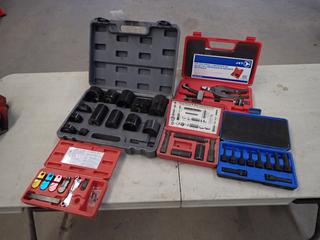 JET 2pc Coil Spring Compressor Set, Incomplete PT Master Ball Joint Adapter Set, Incomplete Deluxe Hub Cap And Wheel Lock Removal Set, Incomplete JET 1/2in Torx Set And Incomplete JET Trans And Fuel Line Disconnect Set