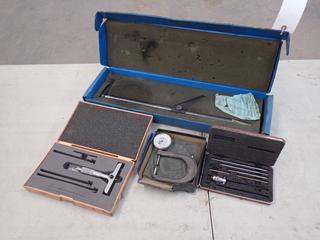 Brake Gauge, Incomplete Precision Depth Micrometer, Solid Rod Inside Micrometer Set And Metric Brake Drum Gauge