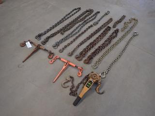 JET VLP-150 1 1/2-Ton Come Along c/w Qty Of Chains And Ratchet Boomers