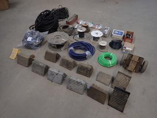 Qty Of 4-Pin And 7-Pin Trailer Wire c/w Qty Of Air Brake And Fuel Line Hose, Split Flex Tubing, Wheel Chocks, Glad Hands, 8in Mirror, Door Trim And Hub And Lug Caps 