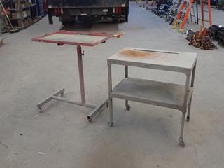 29in X 20in Adjustable Work Table c/w 30in X 18in X 31in Shop Table
