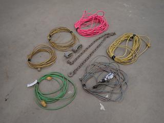 Qty Of Extension Cords, Trouble Light, (2) Straps And Chain