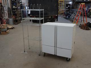 24in X 12in X 55in 5-Tier Portable Stand c/w 34in X 17in X 39in Portable Cabinet