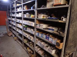 Qty Of Headlights, Bulbs, Marker Lights, Clamps, Springs, Bearings, Belts And Assorted Supplies *Note: Shelving Not Included, Buyer Responsible For Removal*