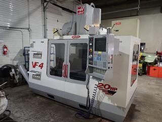 2002 Haas VF-4D 208/230V 3-Phase CNC Vertical Milling Machining Center c/w 40 Taper Spindle, 52in X 18in Table, 24 Tool Automatic Tool Changer, 20hp Vector Dual Drive Drive Motor, Mist Buster Industrial Mist Collector And 12,000 RPM Spindle
