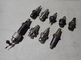 Qty (9) Assorted Endmill, SLN And Chuck Cat 40 Tool Holders