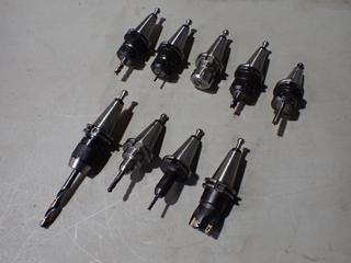 Qty Of (9) Assorted Collet Chuck, End And Face Mill Cat 40 Tool Holders