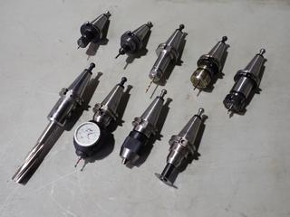 Qty Of (9) Assorted Collet Chuck, Endmill, Chuck And 3D-Sensor Cat 40 Tool Holders