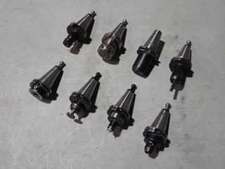 Qty Of (8) Assorted SLN, WE Endmill And Collet Chuck Cat 40 Tool Holders