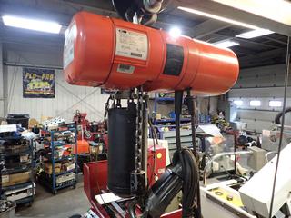 CM Lodestar Model F 110V 1/2-Ton Chain Hoist c/w Beam Trolley