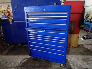 Snap-On 40in X 20in X 32in 7-Drawer Portable Toolbox c/w Snap-On 40in X 20in X 20in 4-Drawer Top Chest