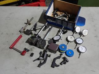 Qty Of Assorted Depth Indicators, Magnetic Stands, Parts And Accessories *Note: Some Indicators Glass Damaged*
