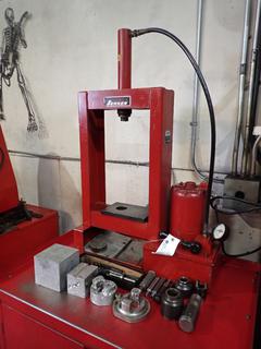 Sunnen BP-10K 115V Single Phase 10-Ton Hydraulic Shop Press c/w Fixtures And Punches. SN 5497
