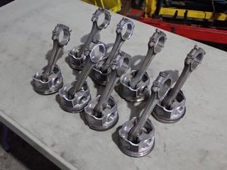 Qty Of (8) Summit Racing H116CP Hypereutectic Pistons w/ 53005798 Connecting Rods For Use With Chrysler Engines