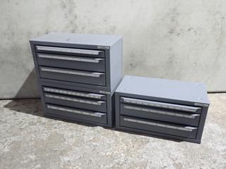 Qty Of (3) 15in X 7 1/2in X 8in 3-Drawer Drill Bit Boxes c/w Qty Of Assorted Drill Bits 