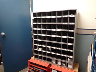 35in X 12in X 43in 72-Compartment Bolt Bin c/w Contents