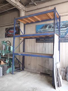 11ft 6in X 3.5ft X 8ft Section Of Pallet Racking w/ Plywood Shelves