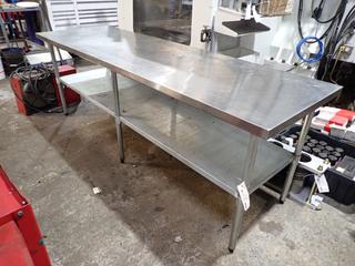 8ft X 30in X 34in 2-Section Shop Table *Note: Plastic Organizers And Contents Not Included*